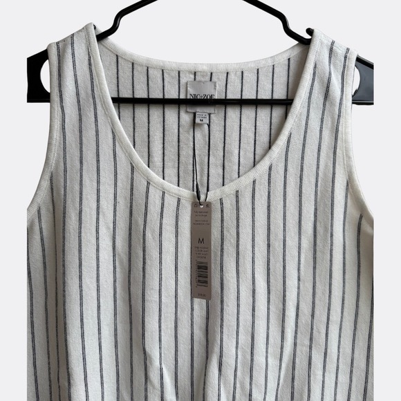 NIC+ZOE Destination Stripe V-Neck Sleeveless Tank White Multi Size M NWT $118 - Picture 5 of 6
